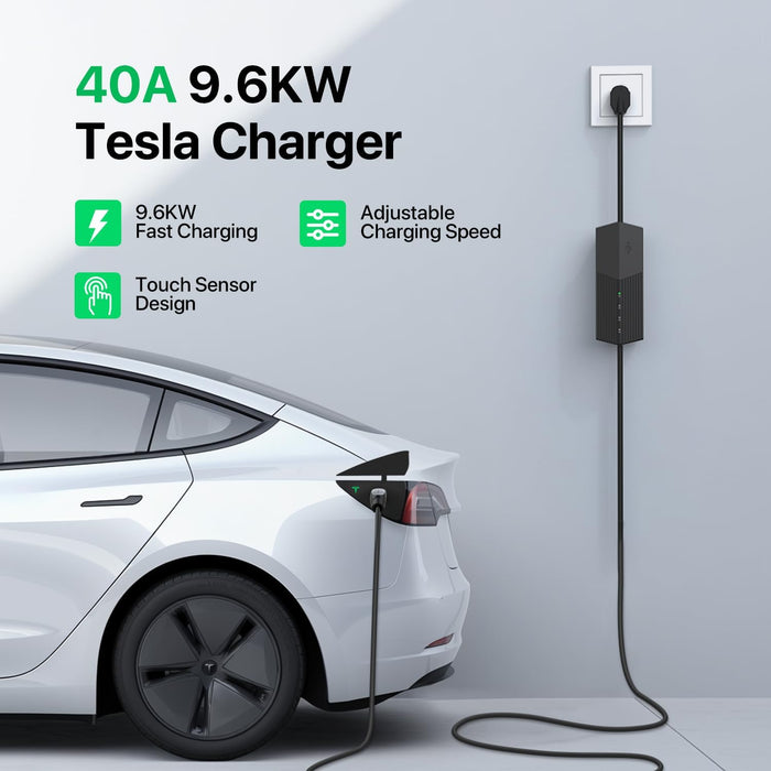 40 Amp Tesla EV Charger – NACS Connector | 30ft - 40ft - 50ft Cord | Level 2 Home Charging (NEMA 14-50 / 10-50 / 6-50)