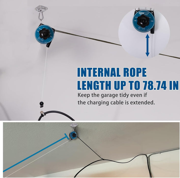 EV Charger Retractable Cable Organizer Management System for Tesla and J1772