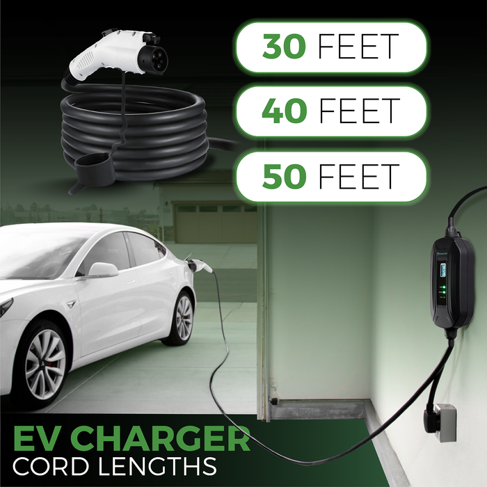 Primecom.Tech 16 Amp Level 2 Electric Vehicle (EV) Charger 3X to 4X faster 220 Volt 30', 40', 50' Feet Lengths
