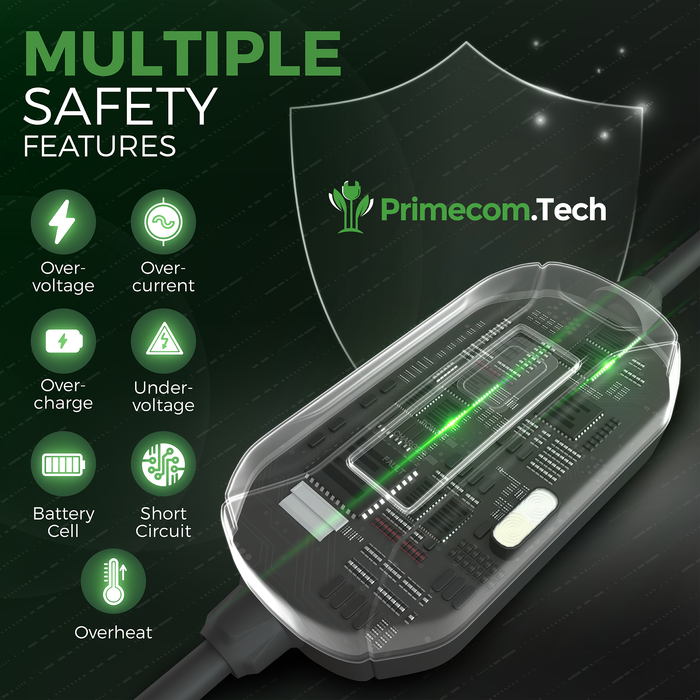 Primecom.Tech 16 Amp Level 2 Electric Vehicle (EV) Charger 3X to 4X faster 220 Volt 30', 40', 50' Feet Lengths