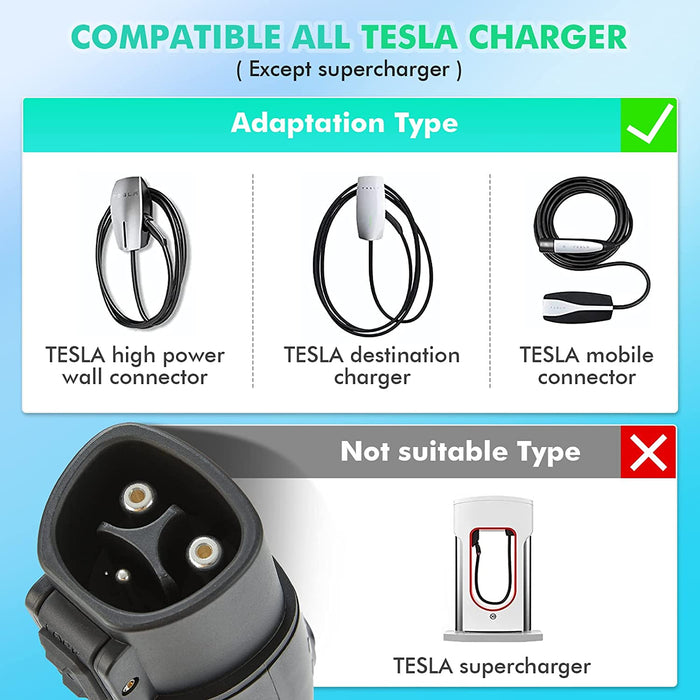 Tesla to J1772 Adapter, With Anti-Lock Max 60A & 250V