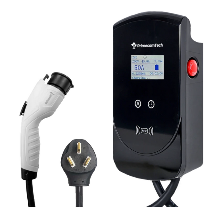 Primecom 50 or 80 Amp Level 2 EV Charger -  50 Feet Cord Lengths