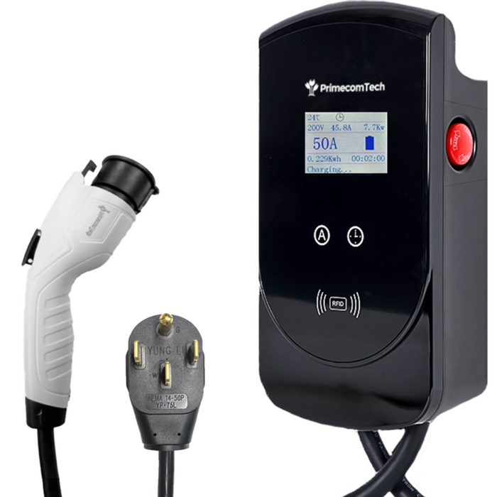 Primecom 50 or 80 Amp Level 2 EV Charger -  50 Feet Cord Lengths