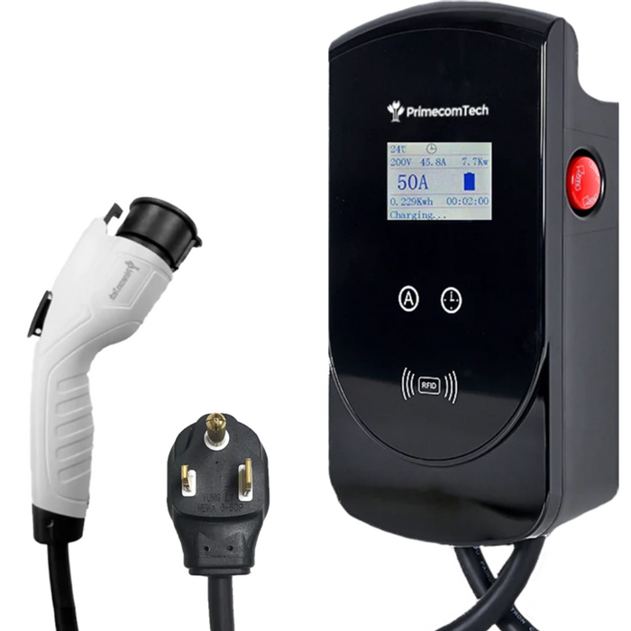 Primecom 50 or 80 Amp Level 2 EV Charger -  50 Feet Cord Lengths