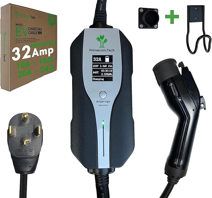 Primecom 32 Amp Level 2 Electric Vehicle (EV) Charger Amperage Adjustable