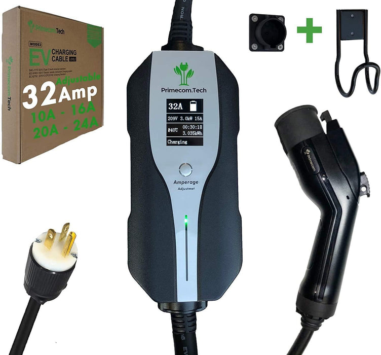 Primecom 32 Amp Level 2 Electric Vehicle (EV) Charger Amperage Adjustable