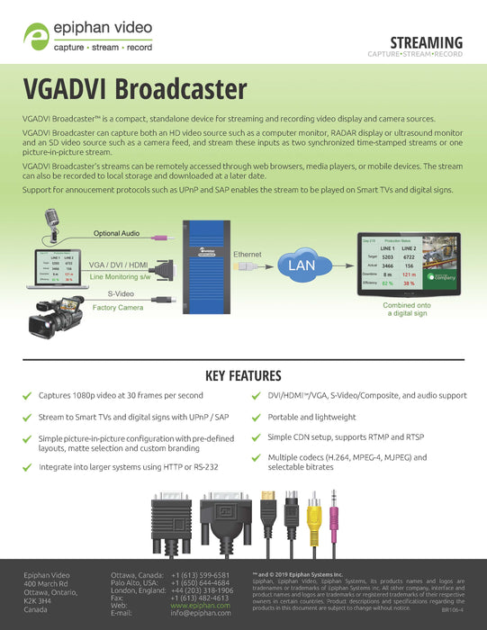 Epiphan | VGADVI Broadcaster | VGA, DVI, HDMI Video Encoder and Streaming Device