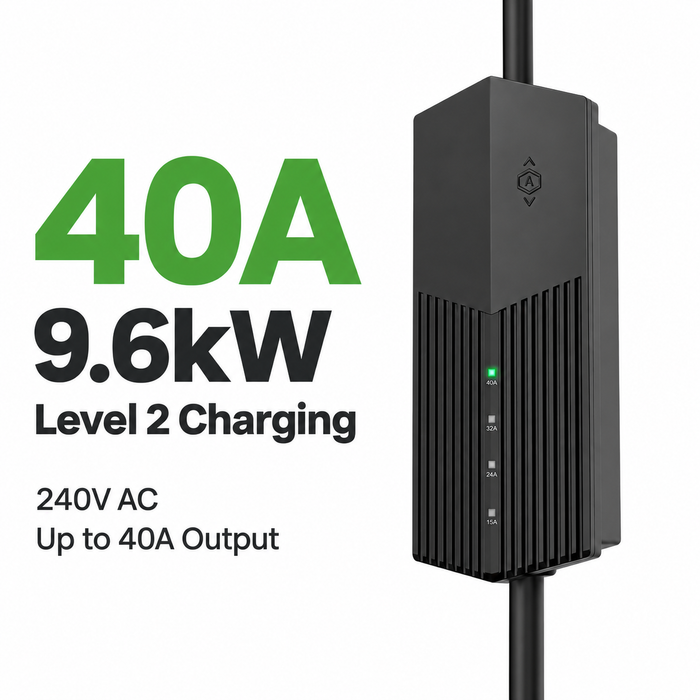 Tesla Model 3 Level 2 EV Charger – 40A / 9.6kW | Portable NACS | 30–50 ft