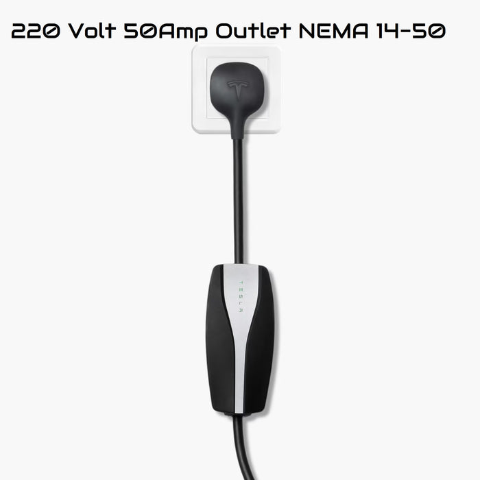 Tesla Mobile Charger -Tesla Gen 2 Mobile Connector EV Charger UMC charging with 220-Volt and 110-Volt adapters.