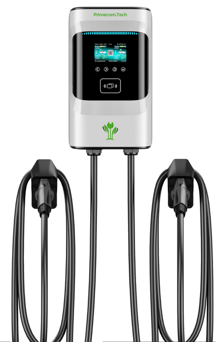 Prime Charge 208V 240V 277V Commercial Electric Vehicle (EV) Charging Station with dual connectors, front view