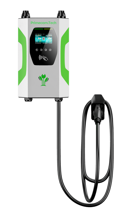 Prime Charge 208V 240V 277V Commercial Electric Vehicle (EV) Charging Station with single connector, front view