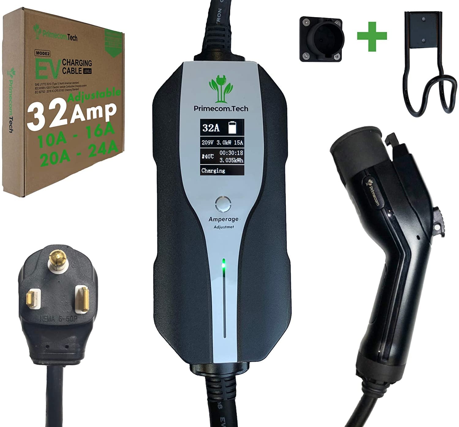 Level 2 Electric Vehicle (EV) Charger Amperage Adjustable —