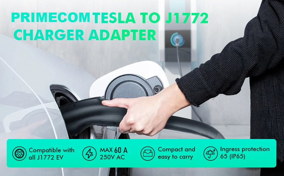 Tesla to J1772 Adapter, With Anti-Lock Max 60A & 250V