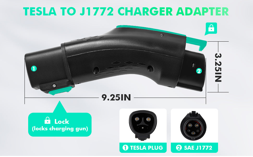 Tesla to J1772 Adapter, With Anti-Lock Max 60A & 250V