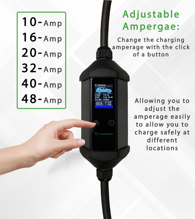 High-Quality 40 & 48 Amp EV Charger - 220V - 30, 40, 50 Feet Cables —  PRIMECOMTECH