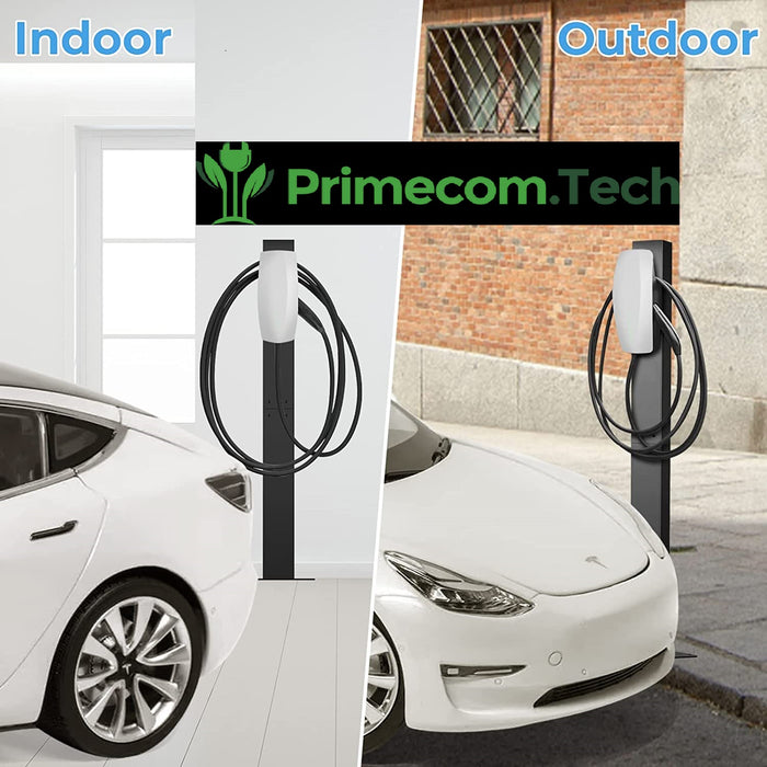 Primecomtech 277/480 Volt AC 2/3 Phase J1772 Level 2 EV Charger 80 Amp with Up to 50 Feet Cord Lengths (25 Feet)
