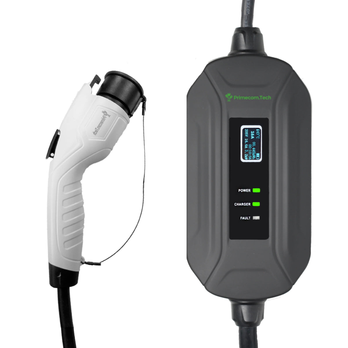 Primecomtech 277/480 Volt AC 2/3 Phase J1772 Level 2 EV Charger 80 Amp with Up to 50 Feet Cord Lengths (25 Feet)